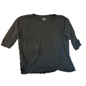 Chicos Black Ultimate Tee Womens Size 3 L 3/4 Sleeve Cotton Modal Blend